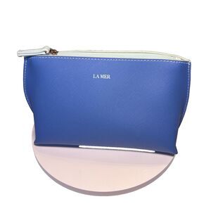 La Mer  Zippered Cosmetic Makeup Beauty  Blue Bag